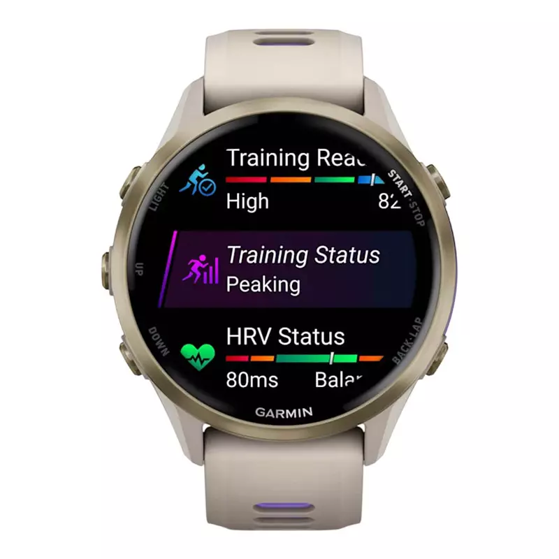 Jam Tangan Unisex Garmin Forerunner 970 010-02969-62 Smartwatch Titanium French Gray/Translucent Indigo Band