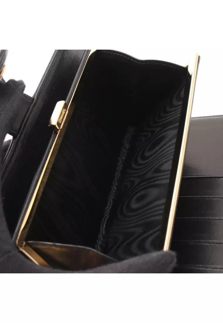 Pre-Loved Chanel coco mark Bi-fold Long Wallet Caviar skin black gold hardware