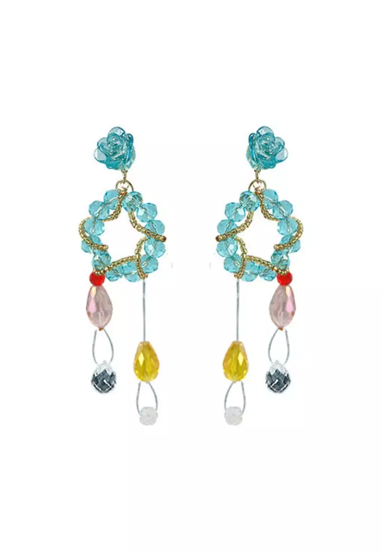 Summer fresh and sweet tassel rose earrings K062408