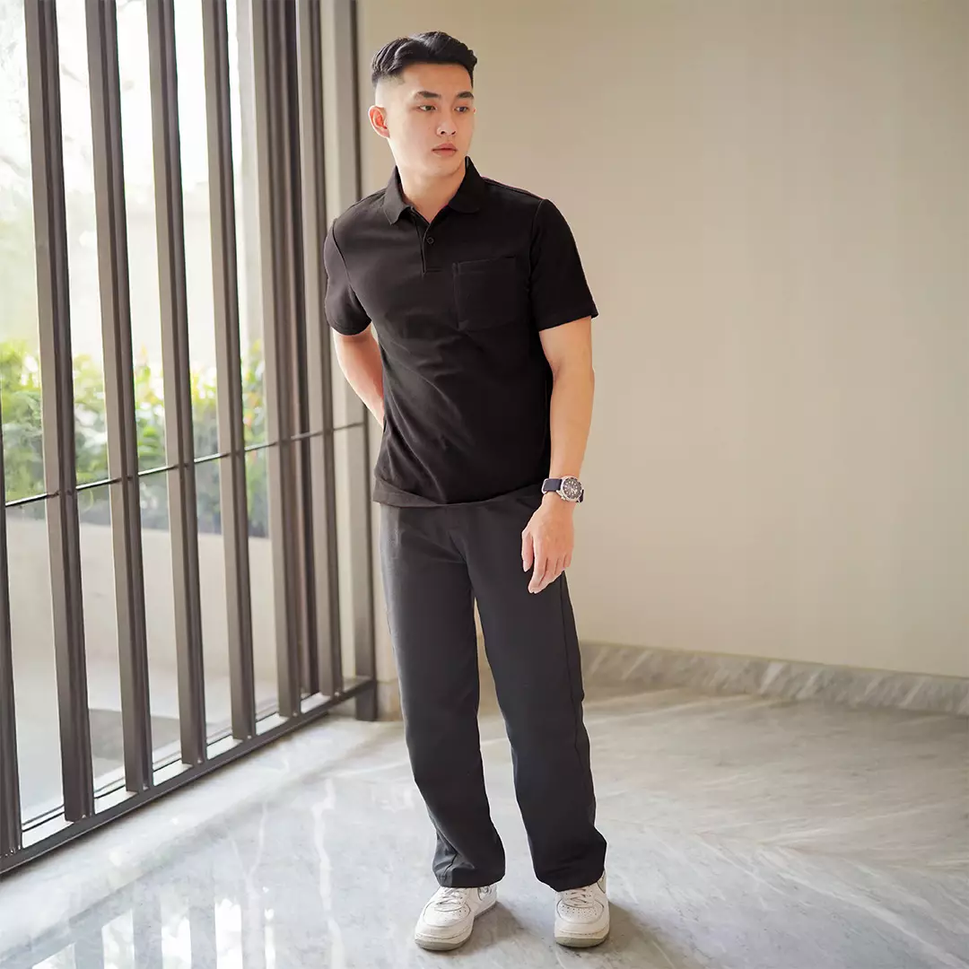 Kale PARKER BLACK / Polo Shirt Reguler Fit / Kaos Polo Pria / Kaos Pria / Kaos Kerah