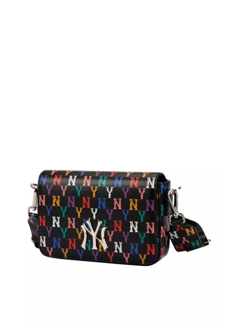 Jual MLB NY Yankees Monogram New Hobo Bag Black In White