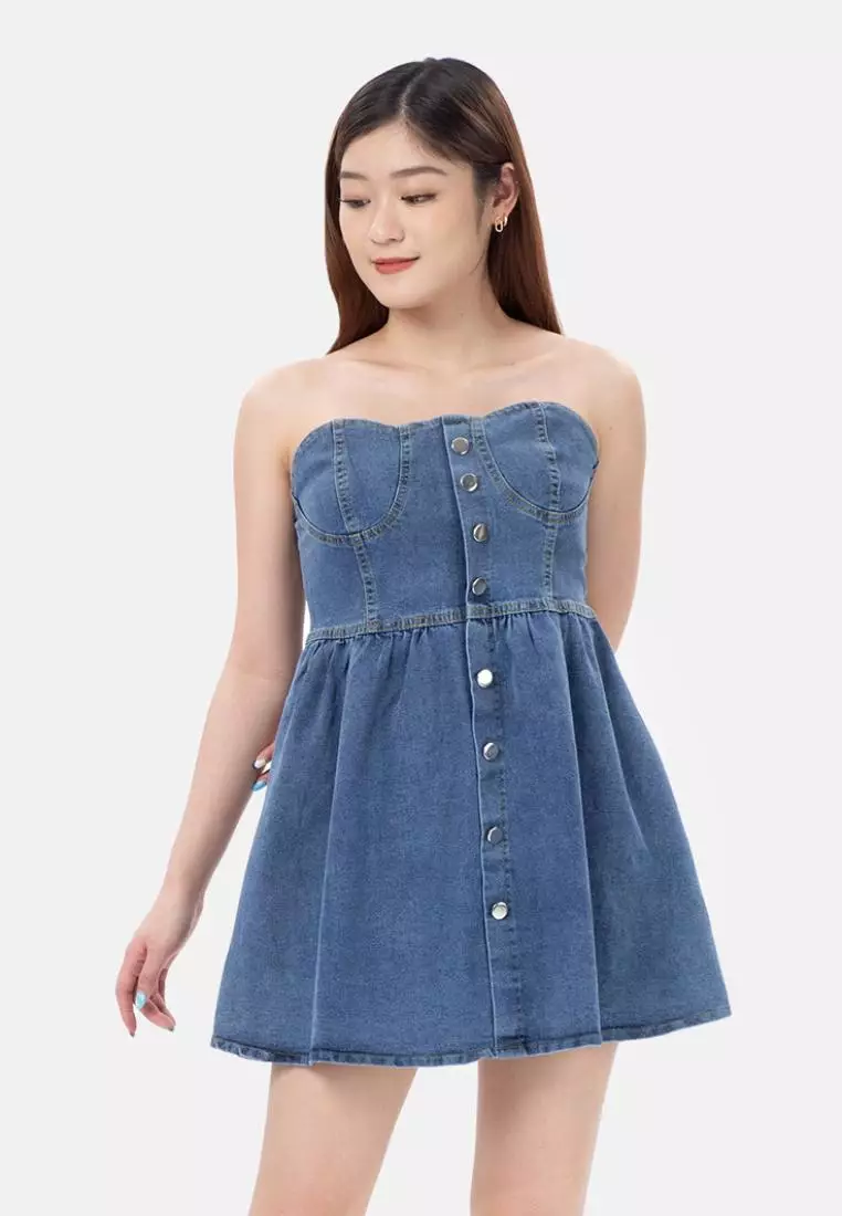 Jual MKY Clothing Alice Mini Dress Denim Original 2025 ZALORA