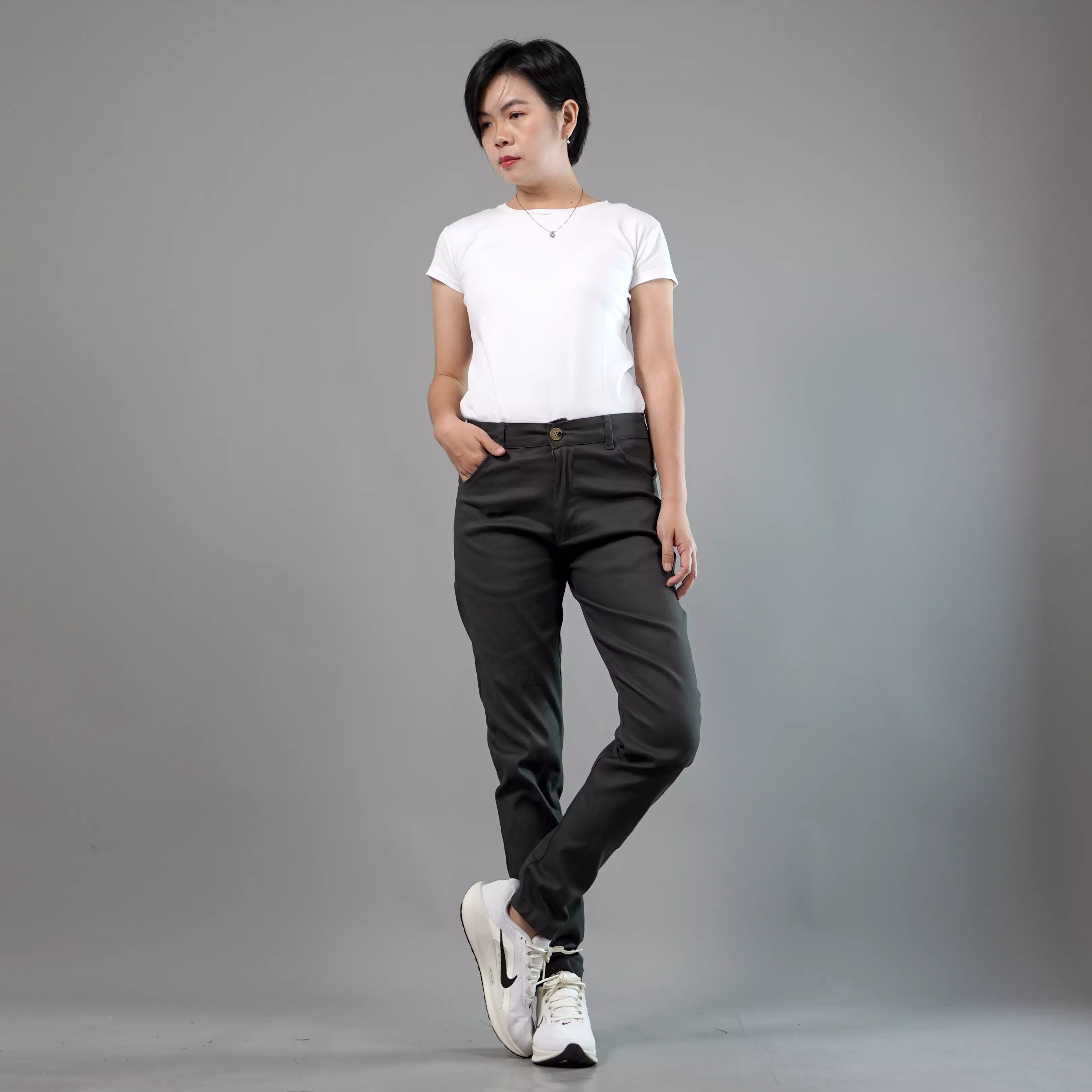  JAVIRE Celana Casual Wanita Celana Panjang Wanita Chino Pants Wanita - ABU TUA