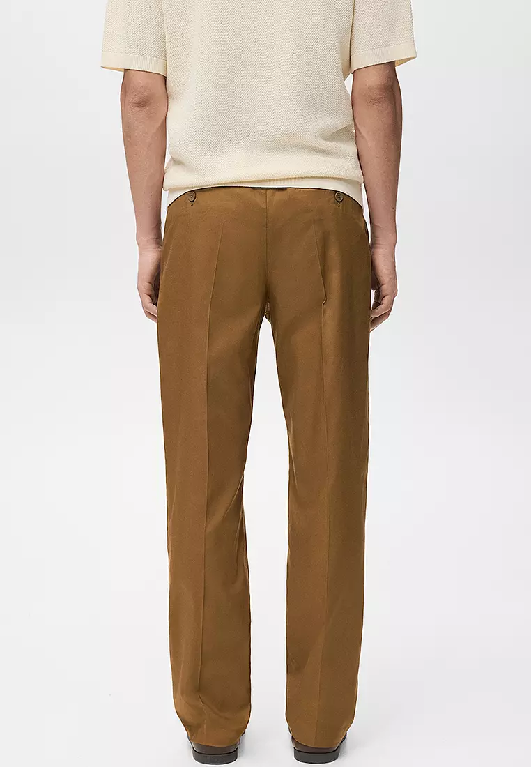 Regular-Fit Pleated Flowy Trousers