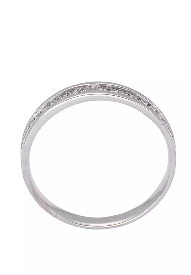 LITZ 18K 白金鑽石戒指 YF-CNC-QL124G