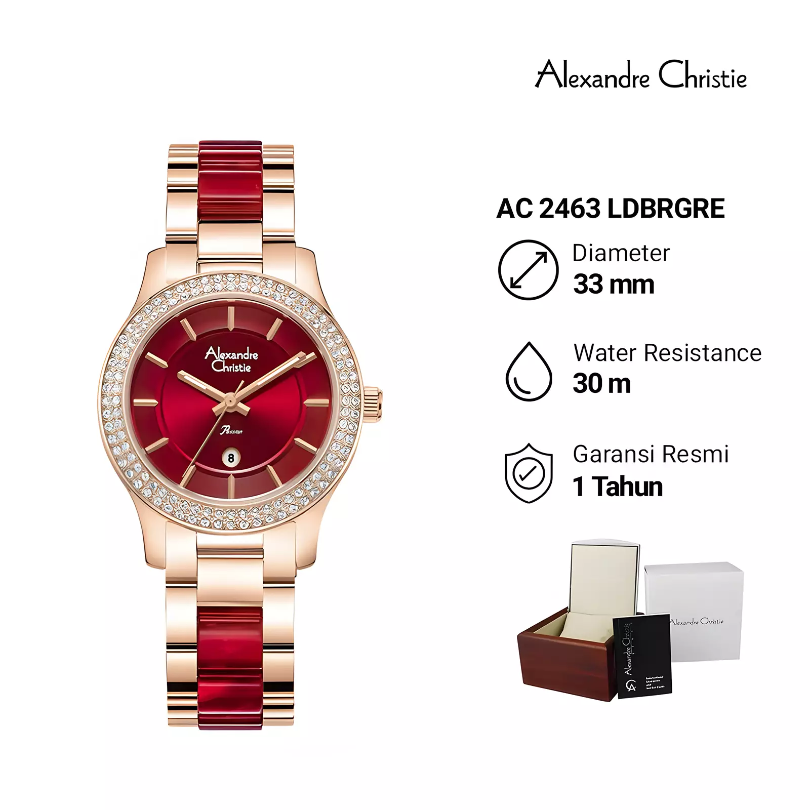 Jam Tangan Analog Wanita - Passion Series - Rose Gold Red - Stainless Steel - 2463 LDBRGRE
