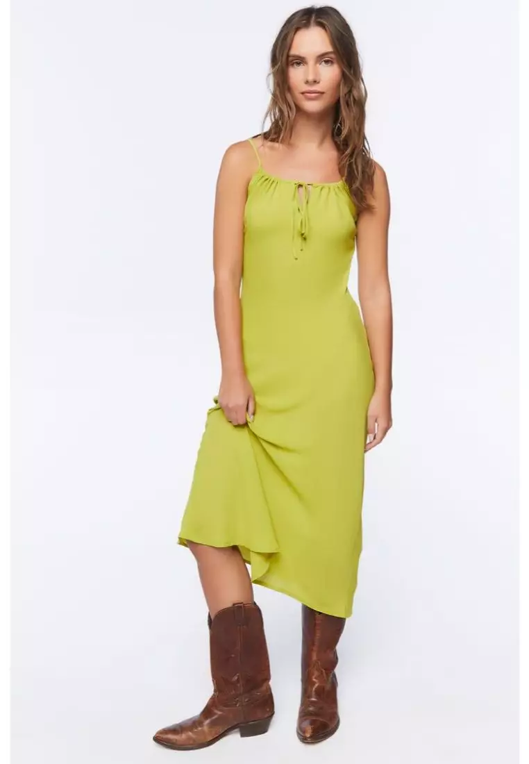 Drawstring-detail dress - Yellow-green - Ladies