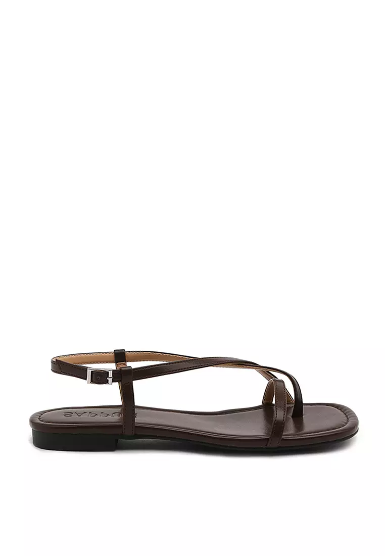 Discount on Sappun  shoes - SKU: Yulsis Flipflop Strap Sandals (1cm) - Dark Brown