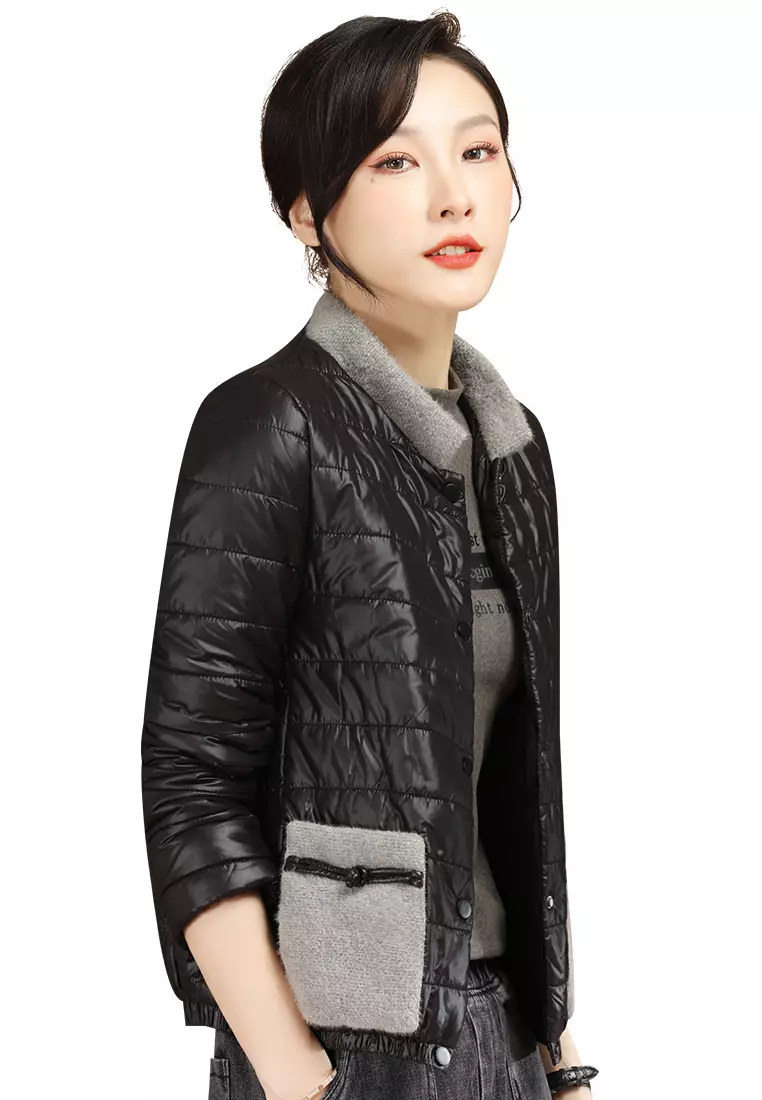 Buy A IN GIRLS Black Stand Up Collar Puffer Jacket 2024 Online