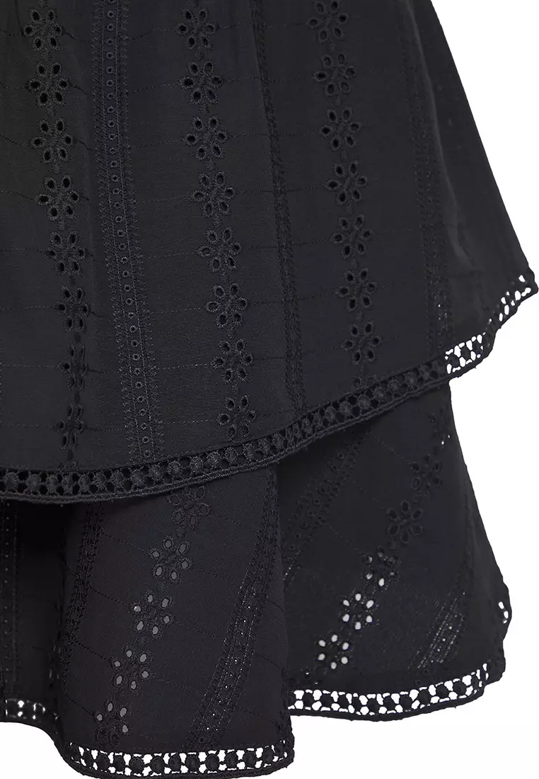 Black Woven Plus Size Skirt