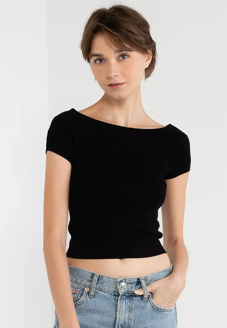 COTTON RIB PICOT SUPER CROPPED HENLEY