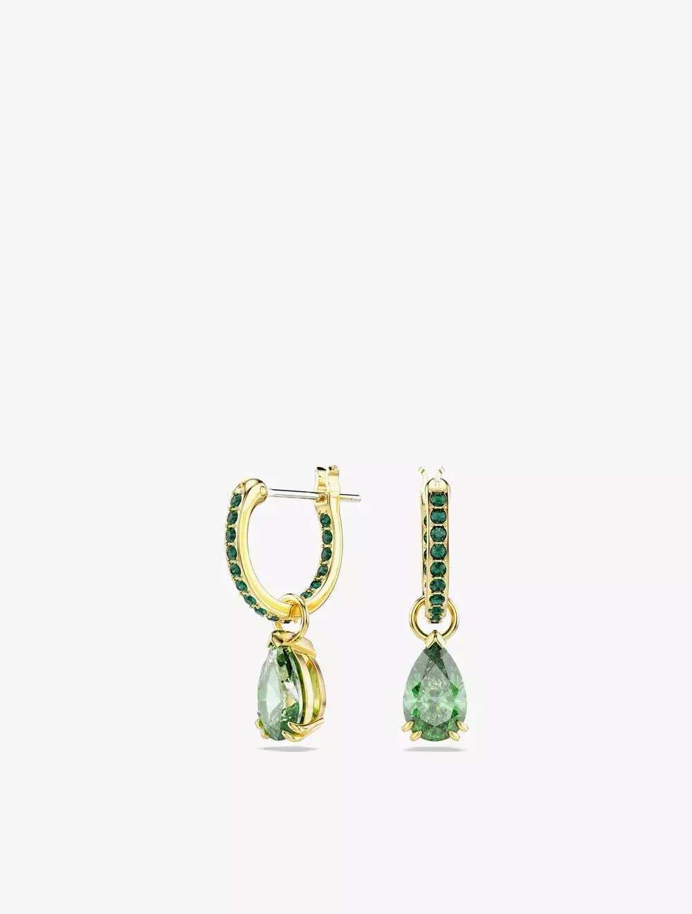 Attract Drop Earrings, Pear Cut, Green, Gold-Tone Plated - Green