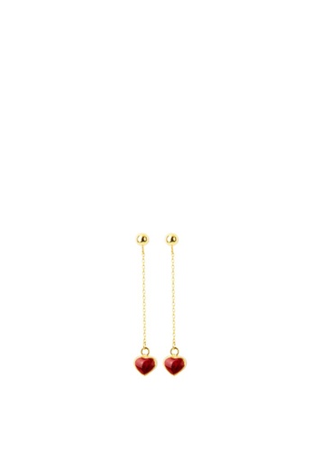 TOMEI gold [TOMEI Online Exclusive] Love in Rouge with Flaming Intensity  Earrings, Yellow Gold 916 (IQ-X3E194270-M217-EC) (1.48G) CBFC5ACA64BD96GS_1