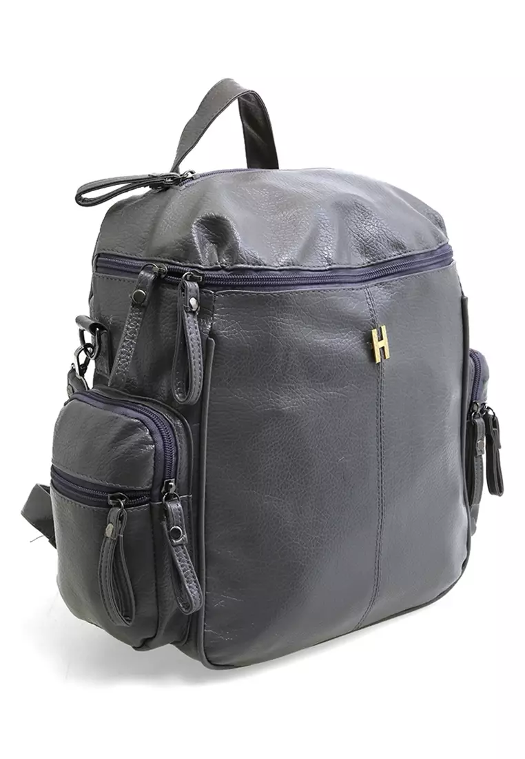 Afra Tas Ransel Wanita Large Compartment Backpack Uniqe Design Material Leather ORIGINAL - Gray