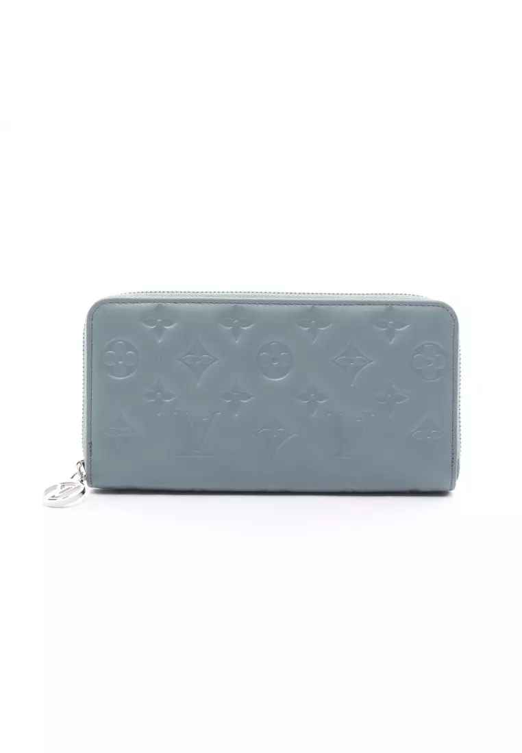 Buy Louis Vuitton Preloved LOUIS VUITTON zippy wallet Blue Glaciere monogram embossed round