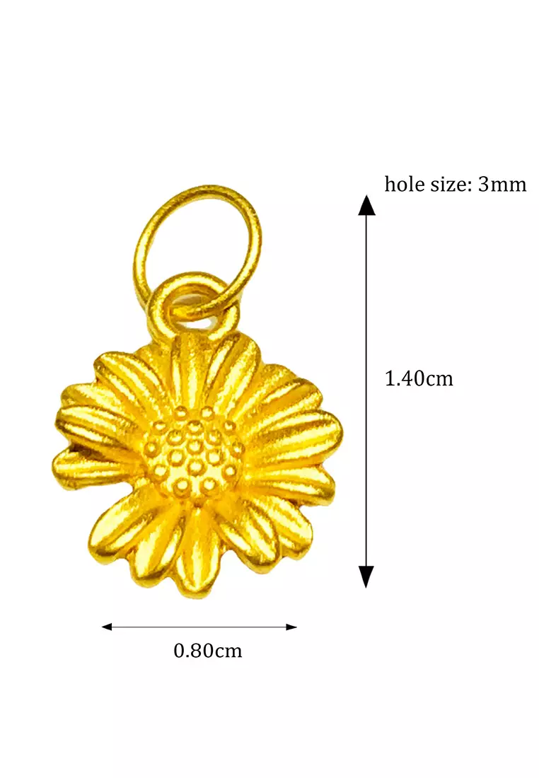 [SPECIAL] LITZ 999 (24K) Gold Sunflower Pendant 向日葵吊坠 EP0282A (0.17g+/-)