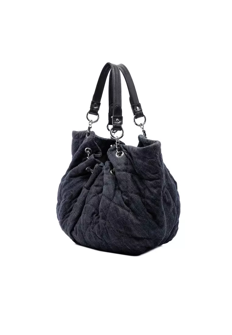 Pre-Loved Chanel Large Quilted Denim Stretch Spirit Cabas Tote
