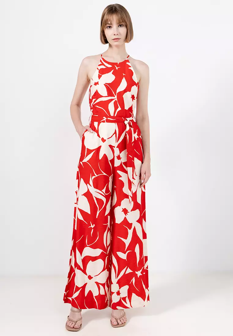 Floral Print Jumpsuit With Belt