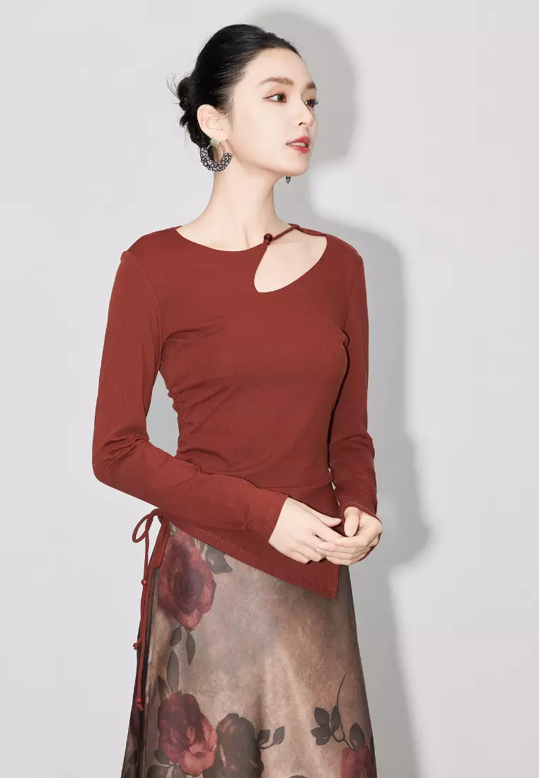 Brand new irregular retro design knitted top K100902