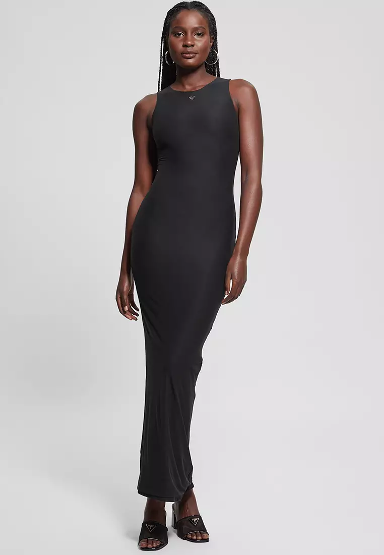 guess long black dress Guess Women's Sleeveless Elle Dress - Jet Black