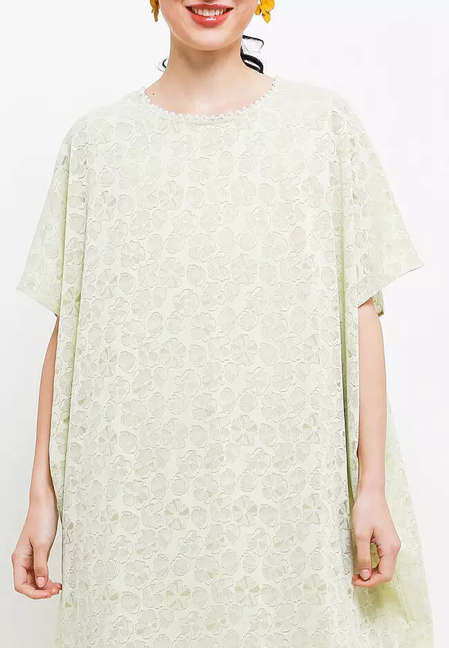 Pearl & Checko Trimmed Lace Kaftan