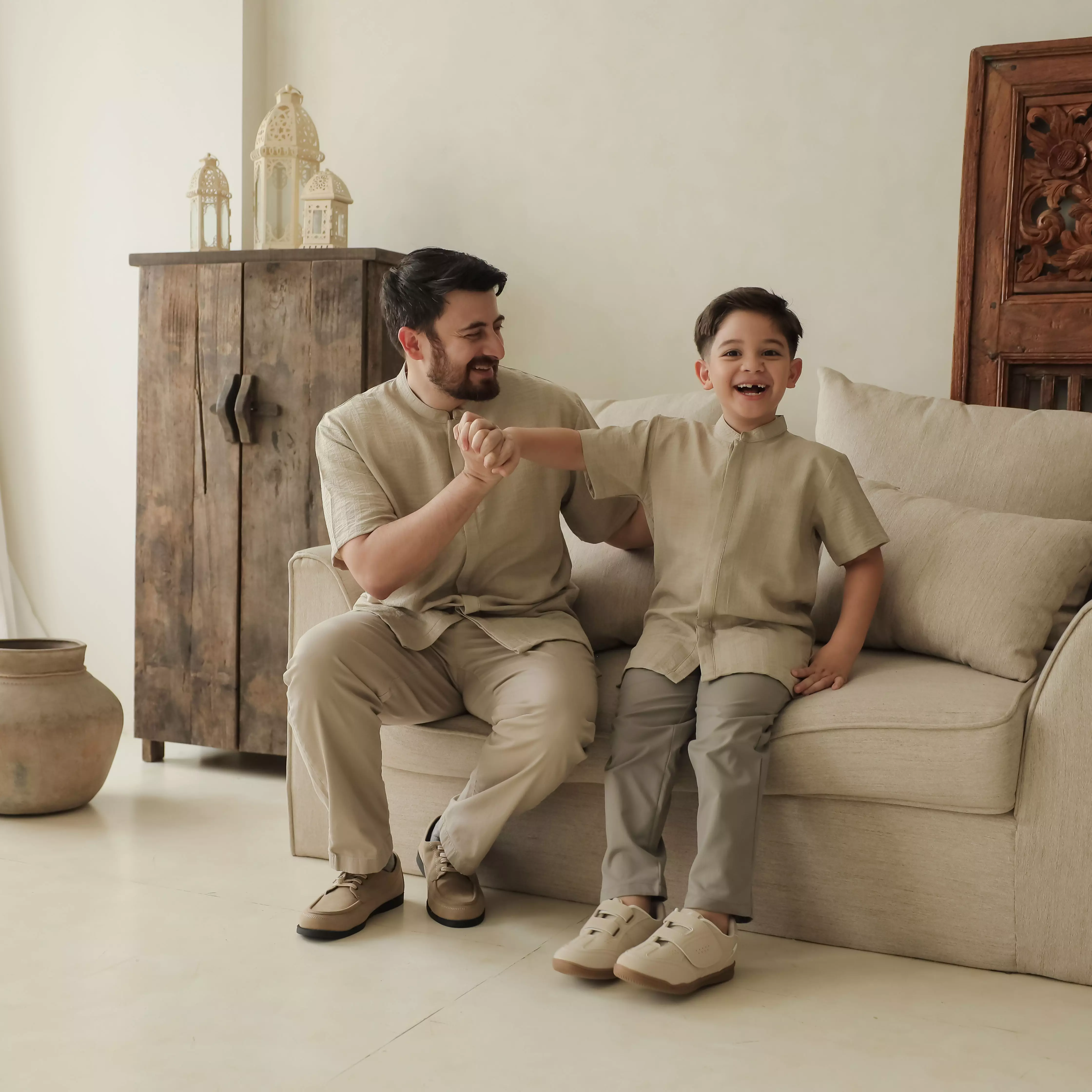 MFMW X PITO DITO Sarimbit Keluarga - Leebul Series | Raya Collection - Anak laki laki Beige