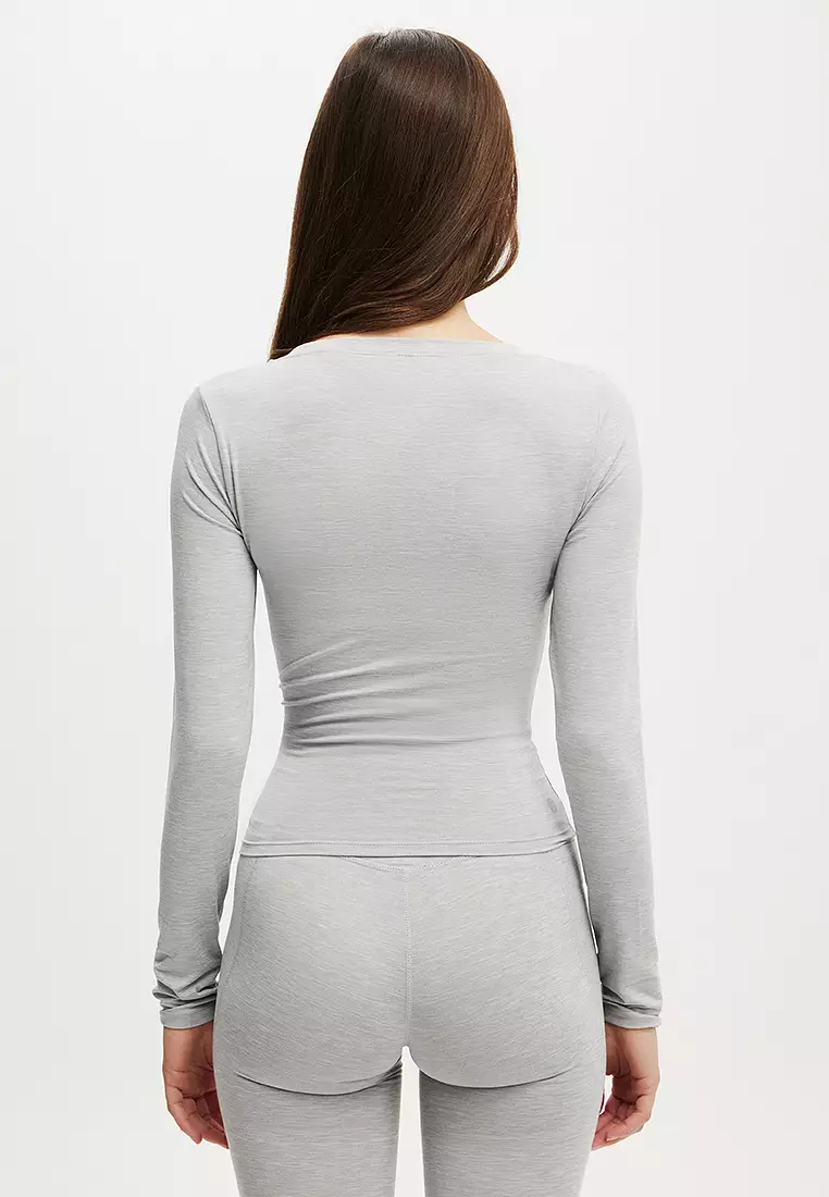 Ultra Soft Plunge Front Long Sleeve Tee