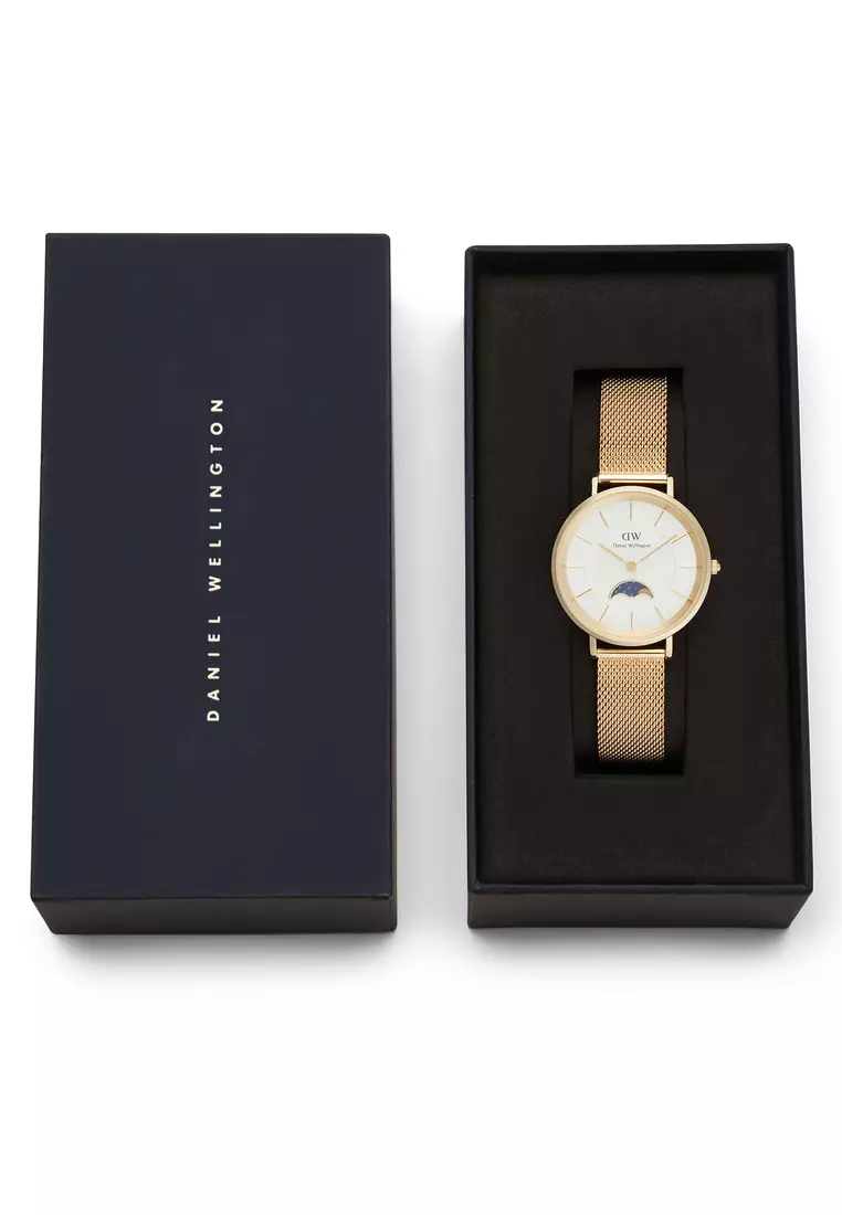 Petite Lune 32mm Evergold Gold White - Moonphase Dial - Women Watch stainless steel moonhphase watch DW Official Authentic Original jam tanggan perempuan DW jam tangan