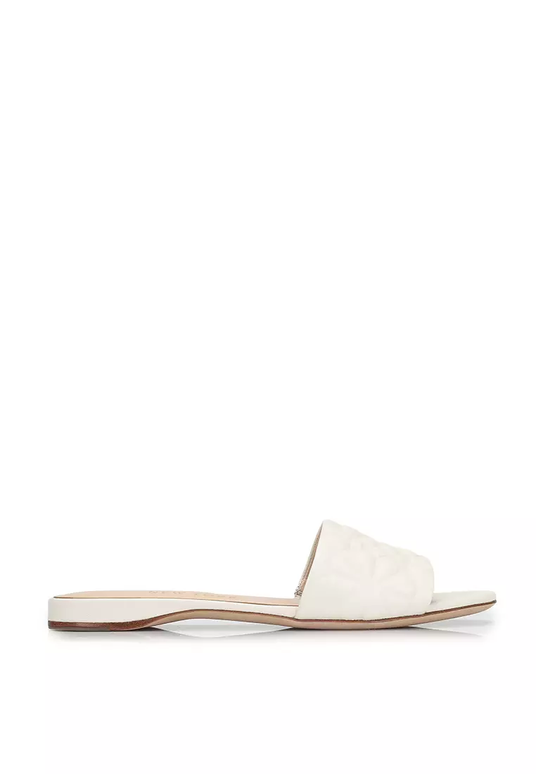 White slide sandals new arrivals with heels