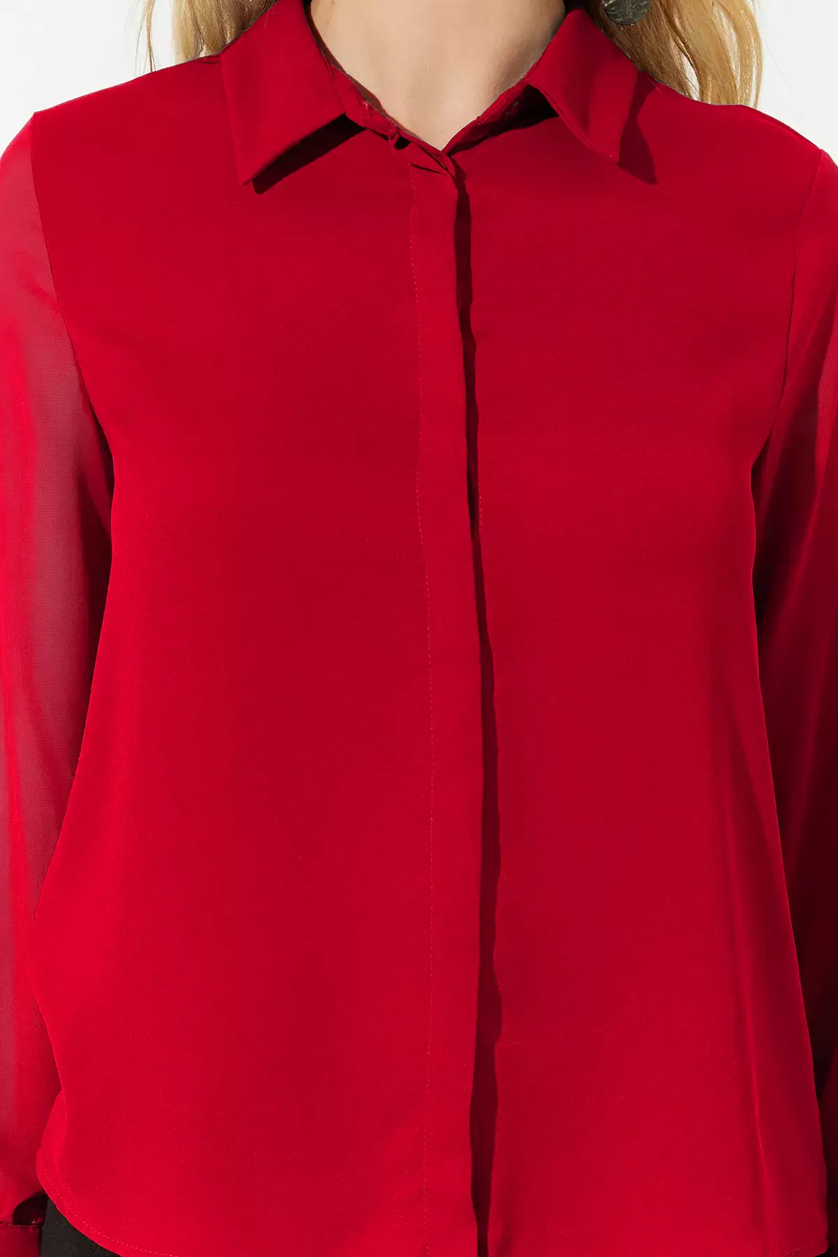 Red Shirt With Transparent Sleeves