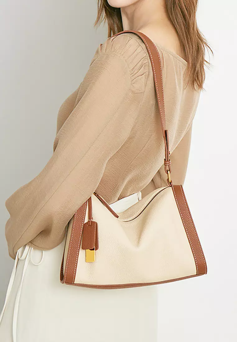 Women's Leather Color Contrast Crossbody Bag