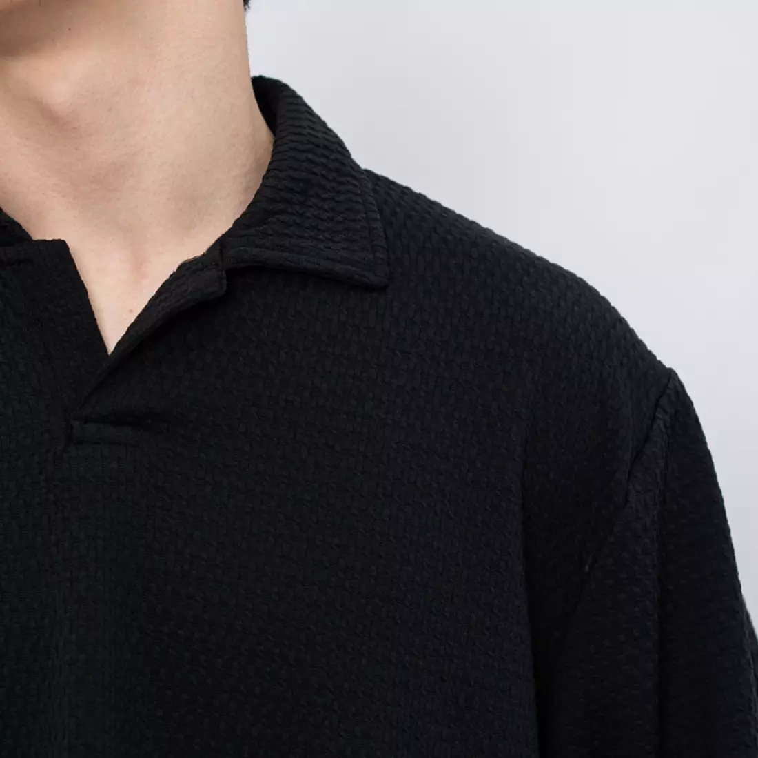 Ryusei Polo Pria Oversize SORA Knit Black
