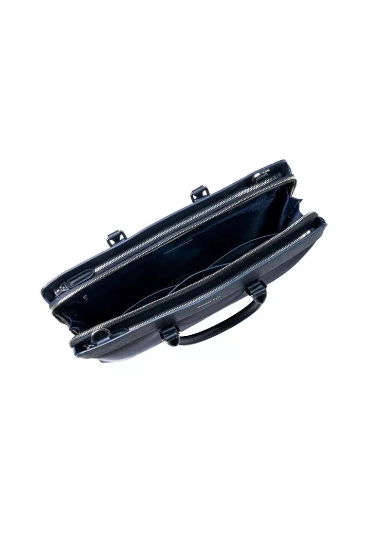 Maverick & Co. Alpha Leather-Trimmed Briefcase (Navy)