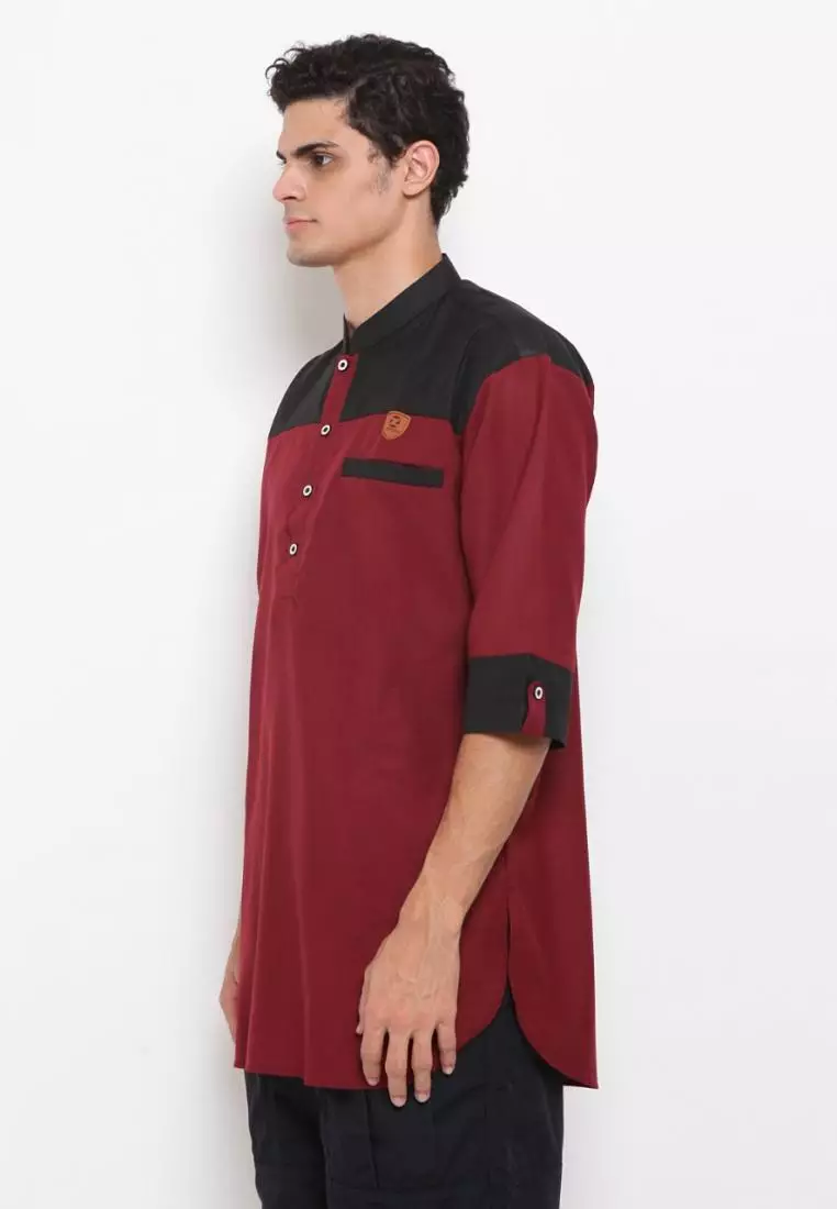 Baju Koko Pria Muslim Zayidan Haikal - Maroon
