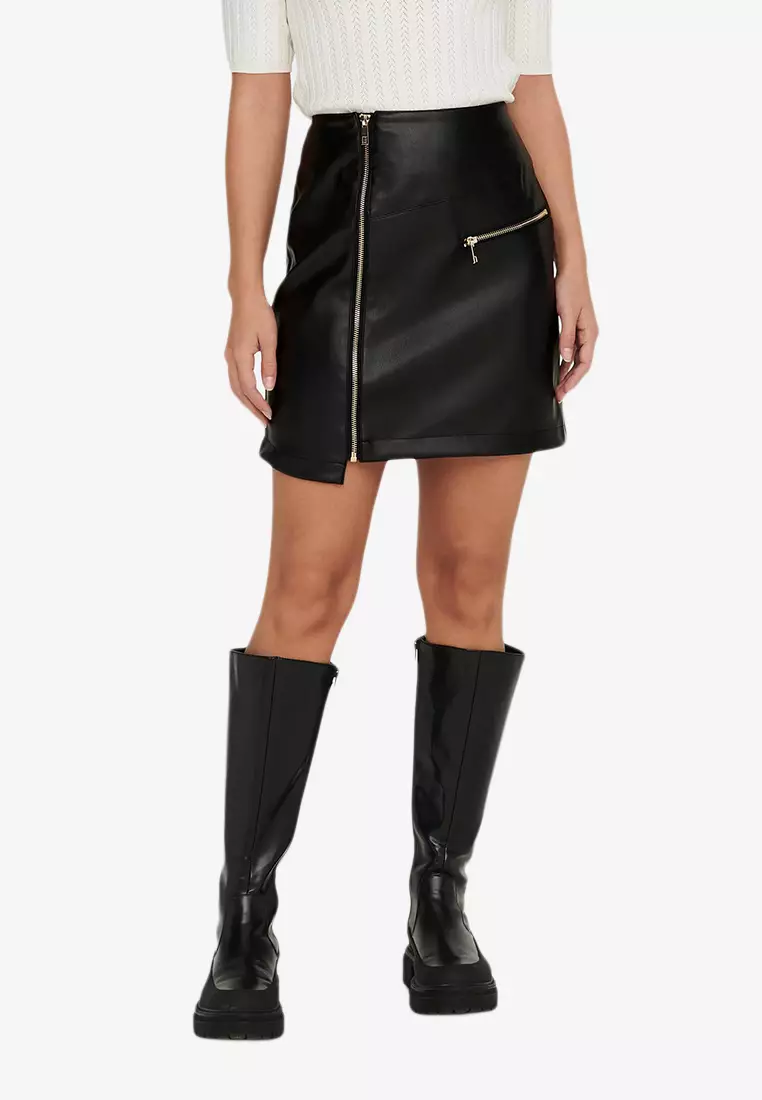 A line high online waisted faux leather skirt