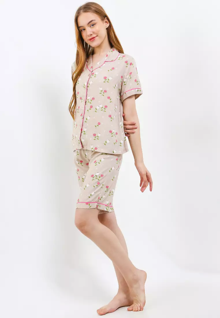 Pyjama Pijama Viscose Short Sleeve Short Pants Sleepwear