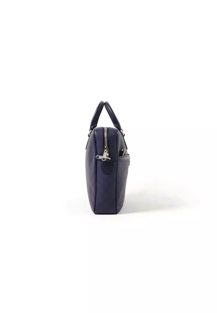 Tas GUCCI OPHIDIA GG MONOGRAM NAVY BRIEFCASE 100% ORIGINAL