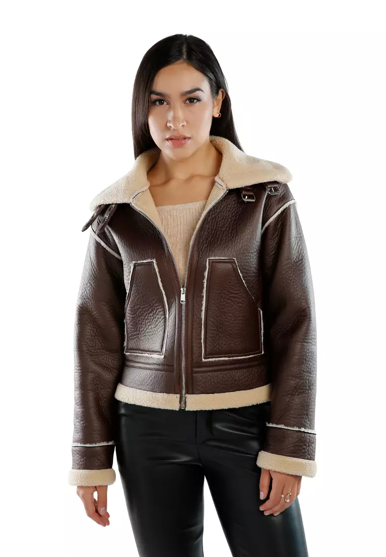 Faux shearling-lined jacket