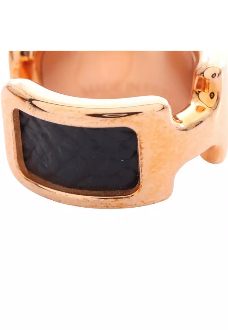 Pre-Loved Hermès Olymp PM ear cuff GP leather Pink gold black