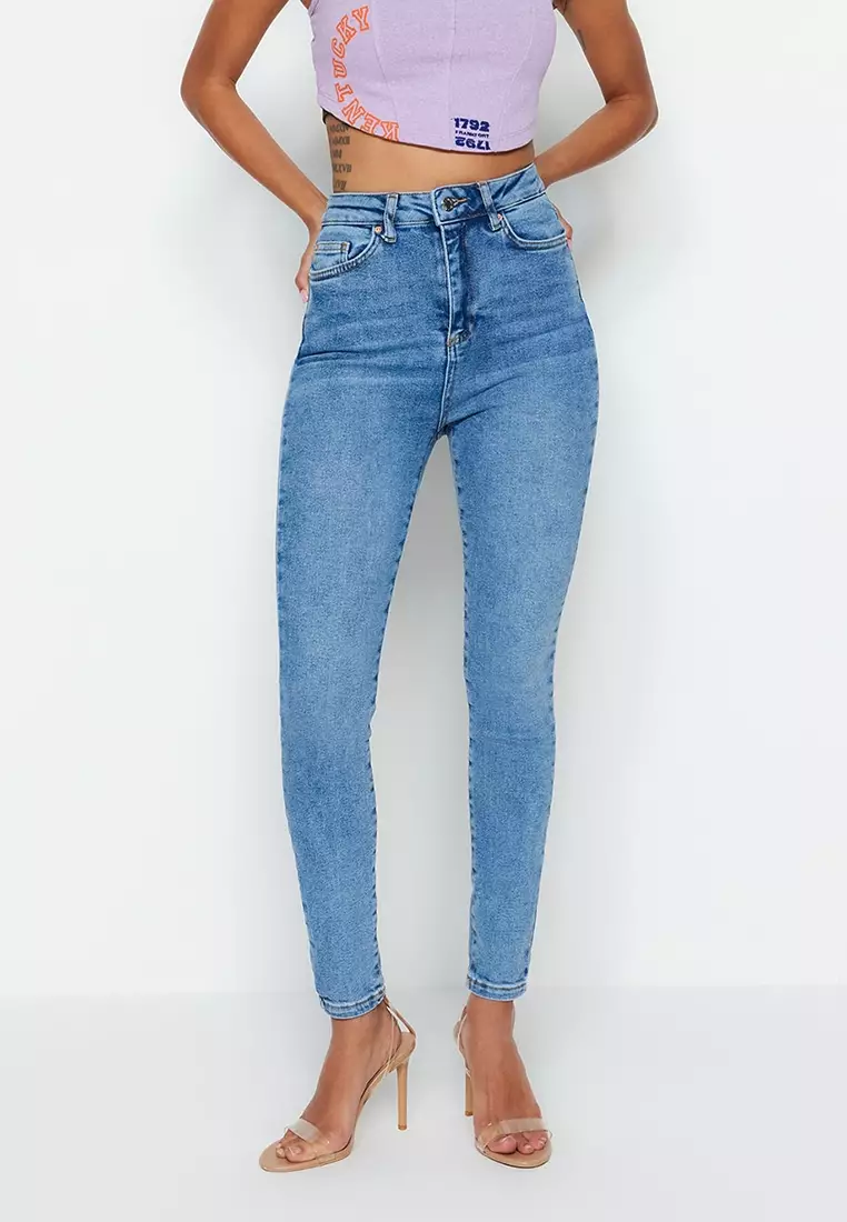 high waist slim fit jeans