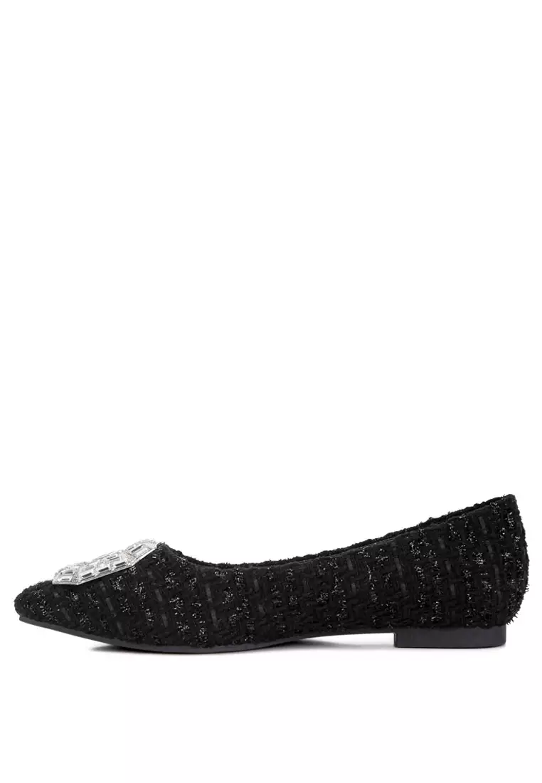 Flat Balet Berhias Warna Hitam