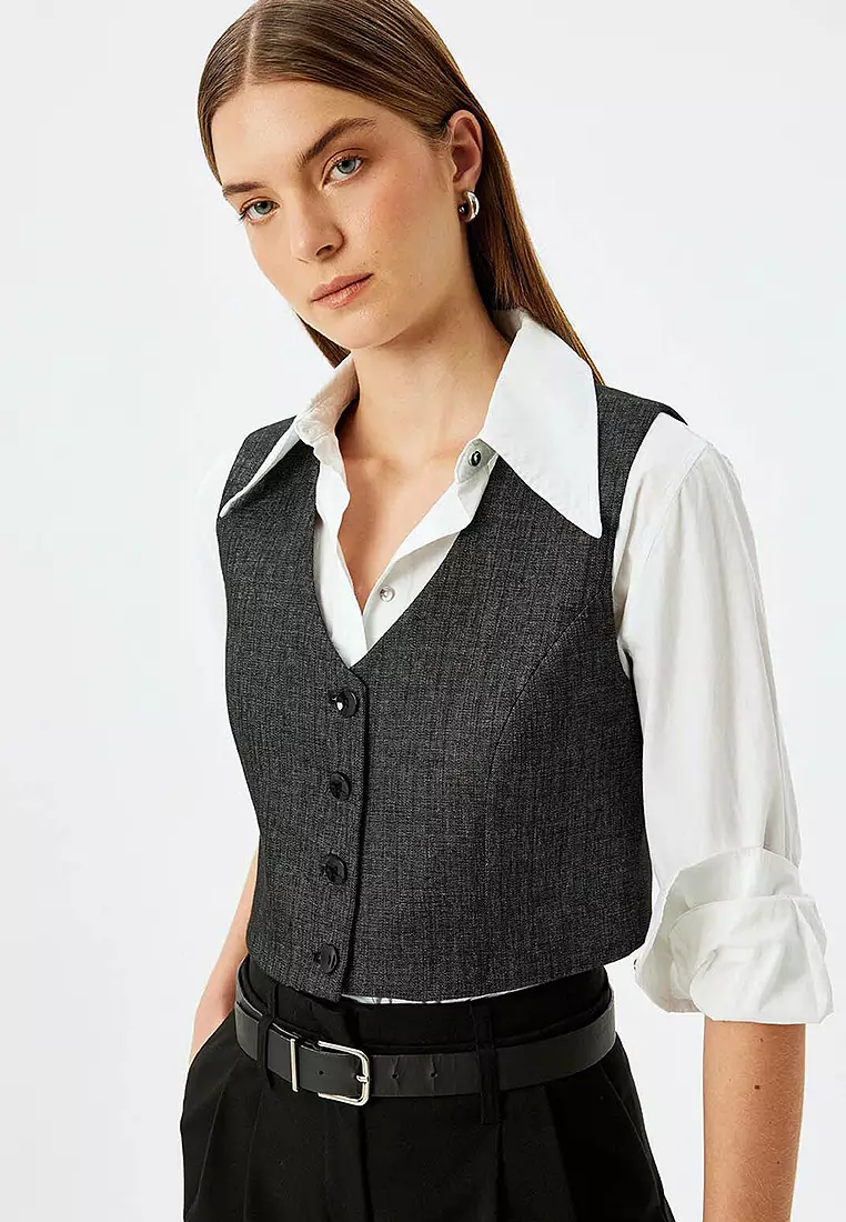 Crop V Neck Vest