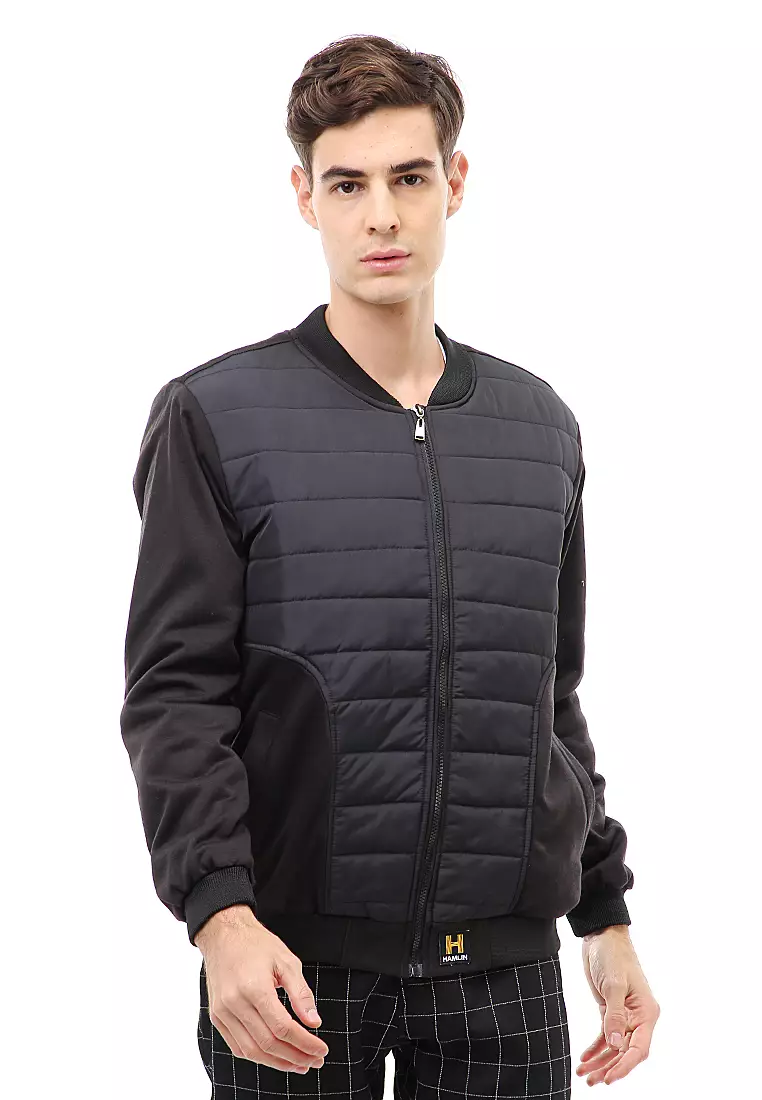 Clover Outerwear Jacket Pria Sporty Design Material Polyester ORIGINAL - Black