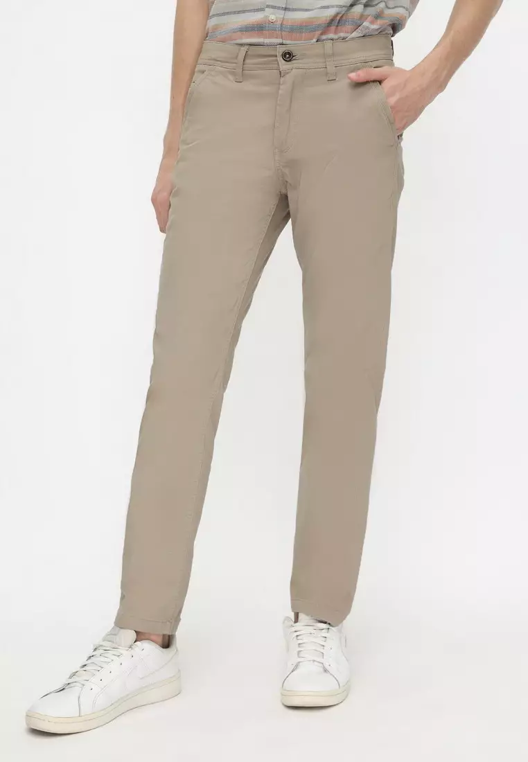 POLICE Celana Chino Panjang Stone Cotton Premium Stretch Regular Fit Pria