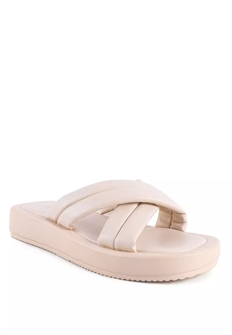 Buy London Rag Beige Quilted Platform Slider Sandals Online | ZALORA ...