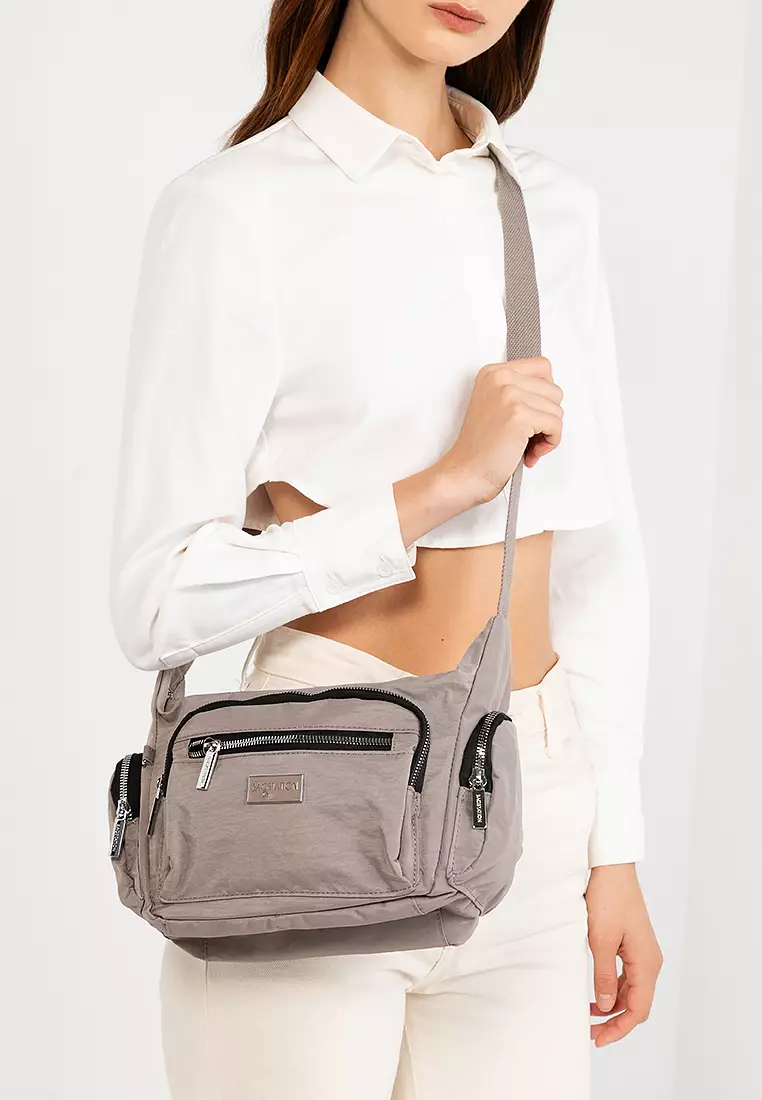 Metallic Series Crinkle Nylon Crossbody Bag