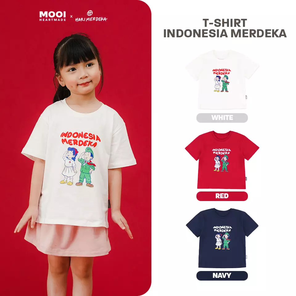 Mooi x Hari Merdeka 17 Agustus Kaos Kemerdekaan Anak T-shirt Anak Indonesia Merdeka - Navy