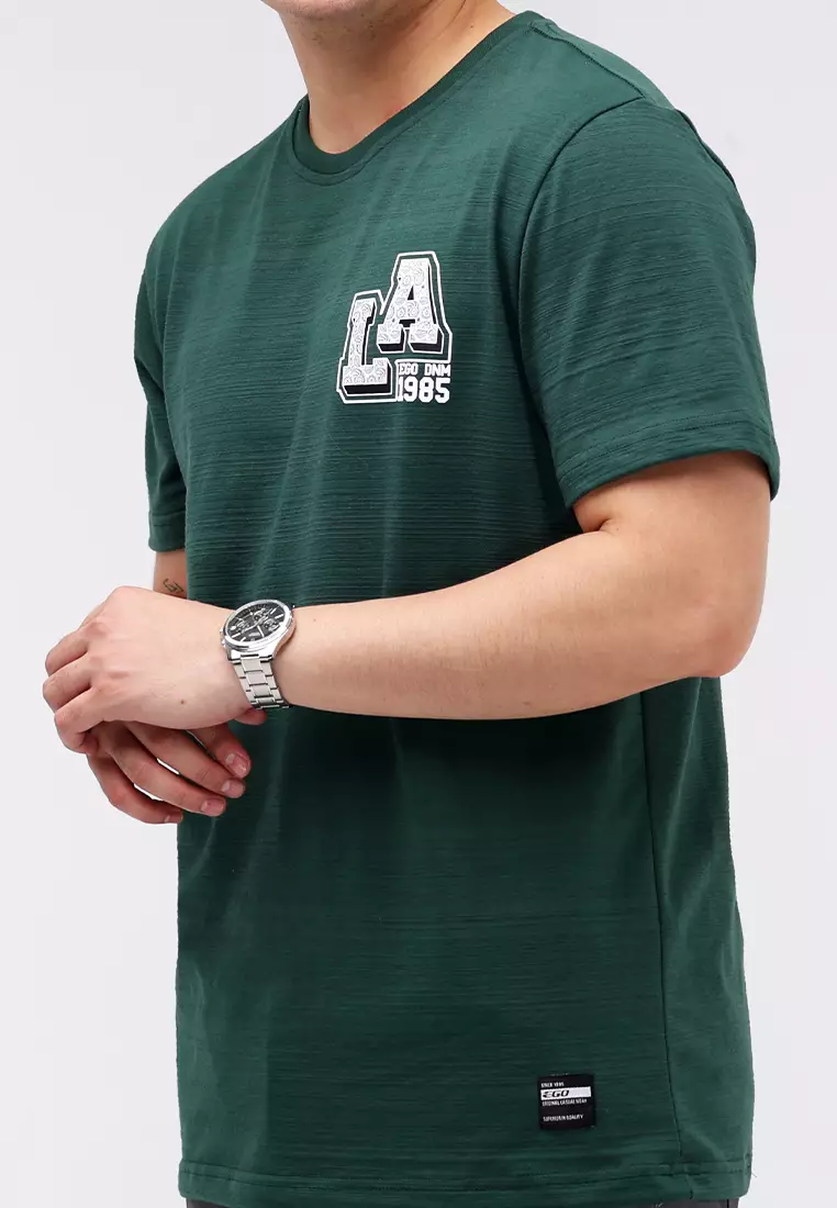 Round Neck Streaky Short Sleeves