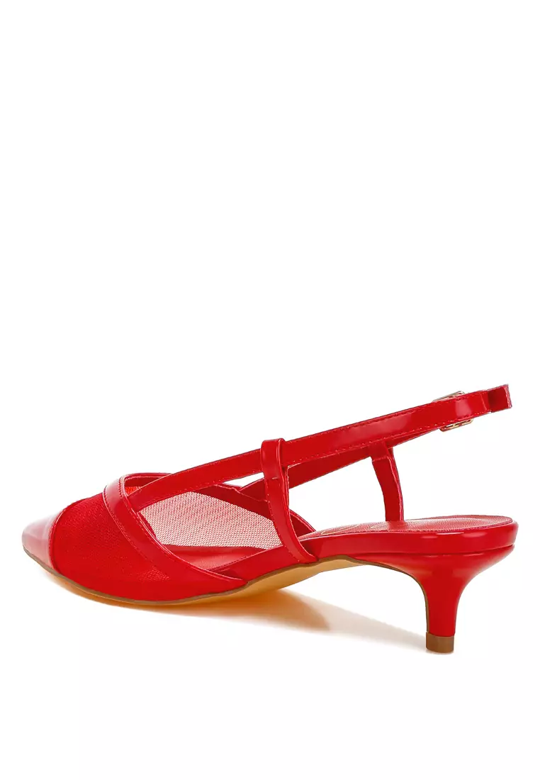 Sandal Slingback Jaring Warna Merah