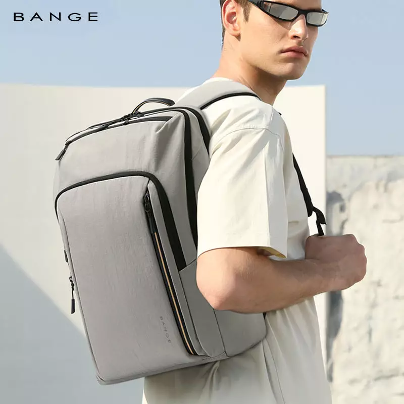 BANGE BG7856 Tas Ransel pria Laptop Kerja Backpack Pria-Grey